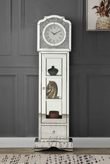 Acme - Noralie Grandfather Clock AC00309 Mirrored & Faux Diamonds