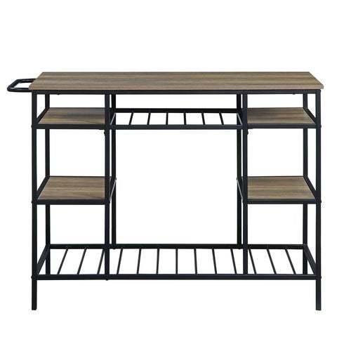 Acme - Lona Kitchen Island AC00325 Rustic Oak & Black Finish