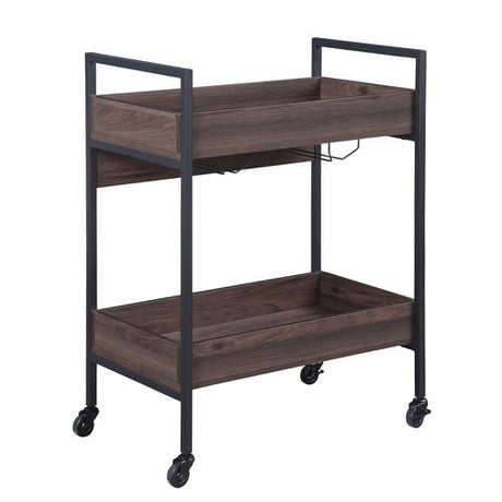 Acme - Jerrick Serving Cart AC00326 Walnut & Black Finish