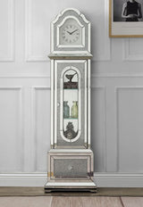 Acme - Noralie Grandfather Clock W/Led AC00347 Mirrored & Faux Diamonds