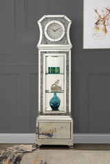 Acme - Noralie Grandfather Clock W/Led AC00350 Mirrored & Faux Diamonds