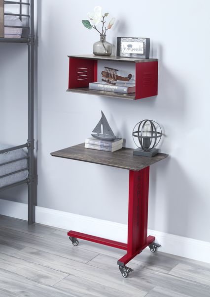 Cargo Accent Table W/Wall Shelf AC00361 Red Finish | Acme | Home Elegance USA