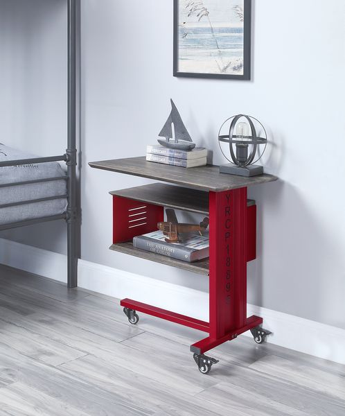 Cargo Accent Table W/Wall Shelf AC00361 Red Finish | Acme | Home Elegance USA