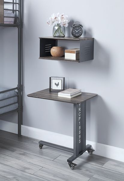 Cargo Accent Table W/Wall Shelf AC00362 Gunmetal Finish | Acme | Home Elegance USA