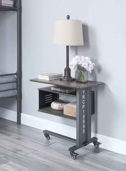 Cargo Accent Table W/Wall Shelf AC00362 Gunmetal Finish | Acme | Home Elegance USA