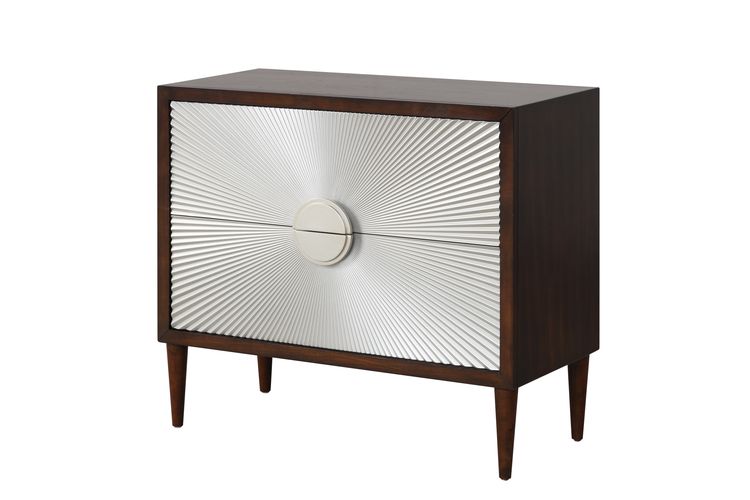 Acme - Shimas Accent Table AC00393 Silver & Walnut Finish