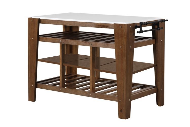 Alaroa Kitchen Island AC00396 Marble Top & Rustic Brown Finish | Acme - AC00396 - Home Elegance USA - 2