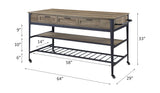 Acme - Macaria Kitchen Island AC00402 Rustic Oak & Black Finish