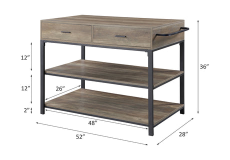 Acme - Macaria Kitchen Island AC00403 Rustic Oak & Black Finish