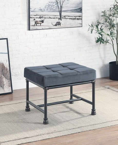 Brantley Ottoman AC00427 Gray Velvet & Sandy Gray Finish | Acme - AC00427 - Home Elegance USA - 1