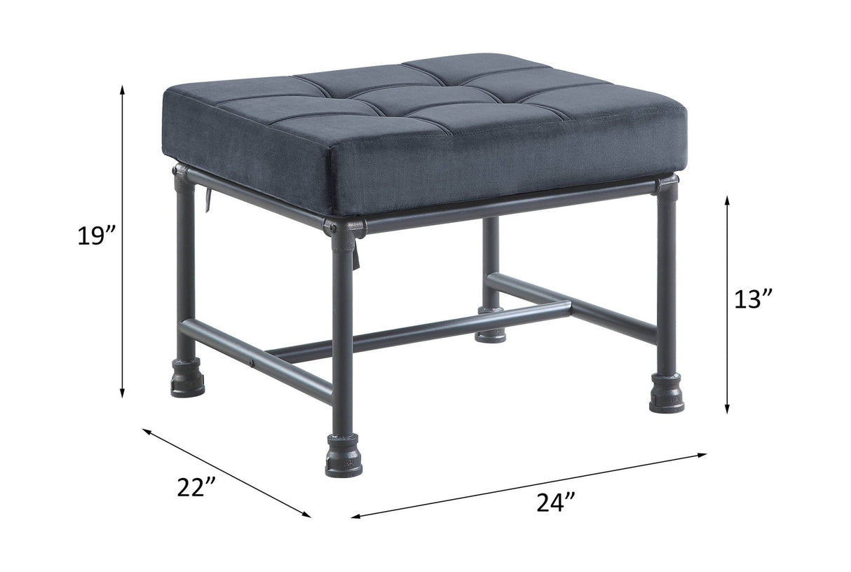 Brantley Ottoman AC00427 Gray Velvet & Sandy Gray Finish | Acme - AC00427 - Home Elegance USA - 3