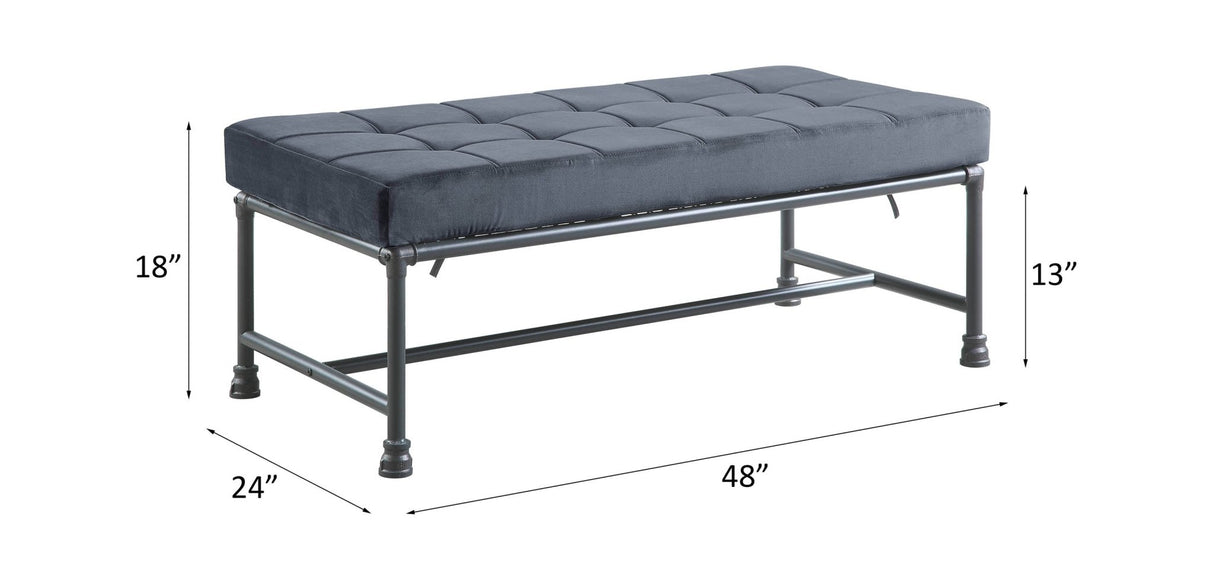 Brantley Bench AC00428 Gray Velvet & Sandy Gray Finish | Acme - AC00428 - Home Elegance USA - 3