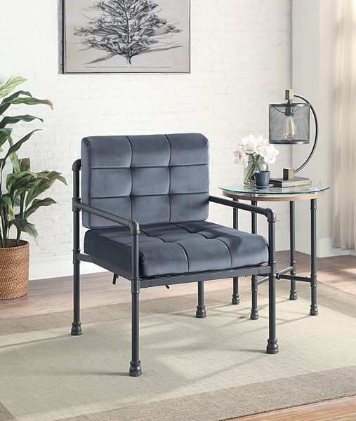 Acme - Brantley Accent Chair AC00429 Gray Velvet & Sandy Gray Finish