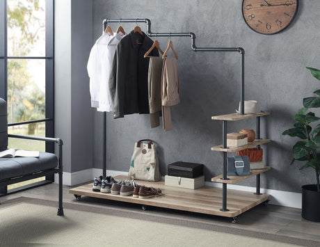 Brantley Hanger Rack AC00431 Oak & Sandy Gray Finish | Acme | Home Elegance USA