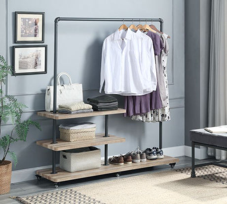 Acme - Brantley Hanger Rack AC00434 Oak & Sandy Gray Finish