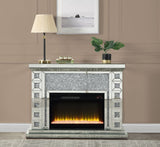 Acme - Noralie Fireplace AC00507 Mirrored & Faux Diamonds