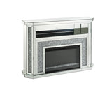 Acme - Noralie Fireplace W/Led AC00508 Mirrored & Faux Diamonds