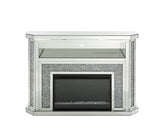 Acme - Noralie Fireplace W/Led AC00508 Mirrored & Faux Diamonds