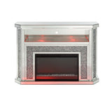 Acme - Noralie Fireplace W/Led AC00508 Mirrored & Faux Diamonds