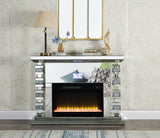 Acme - Noralie Fireplace W/Bluetooth AC00509 Mirrored & Faux Diamonds