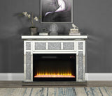 Acme - Noralie Fireplace AC00513 Mirrored & Faux Diamonds