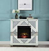 Acme - Noralie Fireplace AC00515 Mirrored & Faux Diamonds