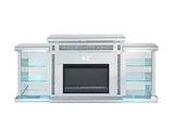 Acme - Noralie Fireplace W/Led & Bluetooth AC00518 Mirrored & Faux Diamonds