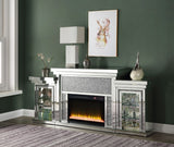 Acme - Noralie Fireplace W/Led AC00524 Mirrored & Faux Diamonds