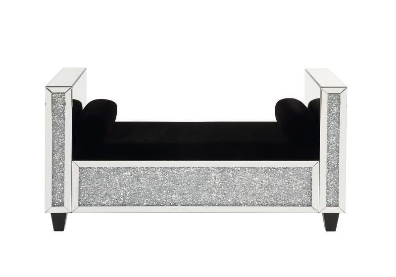 Acme - Noralie Bench W/2 Pillows AC00528 Mirrored & Faux Diamonds