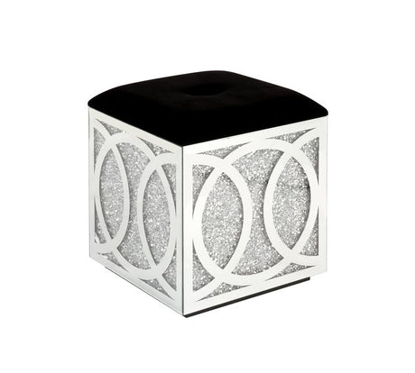 Acme - Noralie Ottoman W/Storage AC00529 Mirrored & Faux Diamonds