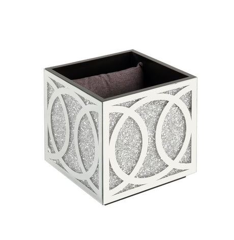 Acme - Noralie Ottoman W/Storage AC00529 Mirrored & Faux Diamonds