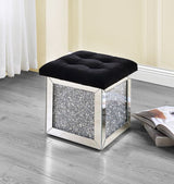 Acme - Noralie Ottoman W/Storage AC00530 Mirrored & Faux Diamonds