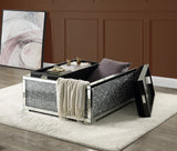 Acme - Noralie Ottoman W/Storage AC00531 Mirrored & Faux Diamonds