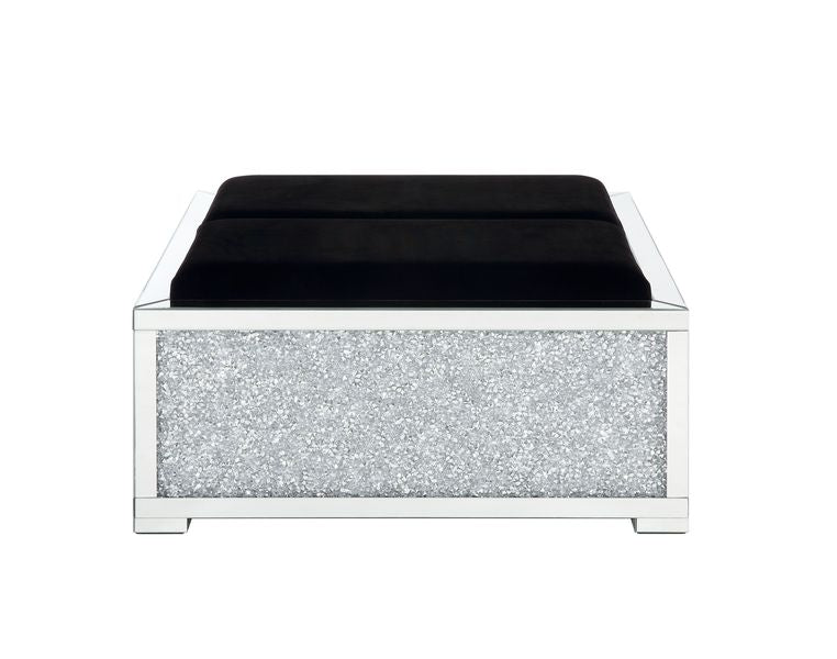 Acme - Noralie Ottoman W/Storage AC00531 Mirrored & Faux Diamonds