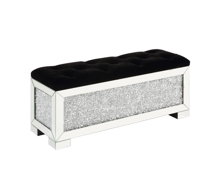 Acme - Noralie Bench W/Storage AC00532 Mirrored & Faux Diamonds