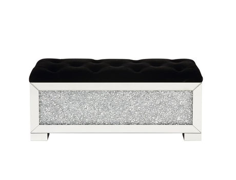 Acme - Noralie Bench W/Storage AC00532 Mirrored & Faux Diamonds