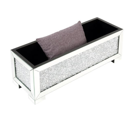 Acme - Noralie Bench W/Storage AC00532 Mirrored & Faux Diamonds