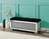 Acme - Noralie Bench W/Storage AC00532 Mirrored & Faux Diamonds