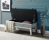 Acme - Noralie Bench W/Storage AC00535 Mirrored & Faux Diamonds