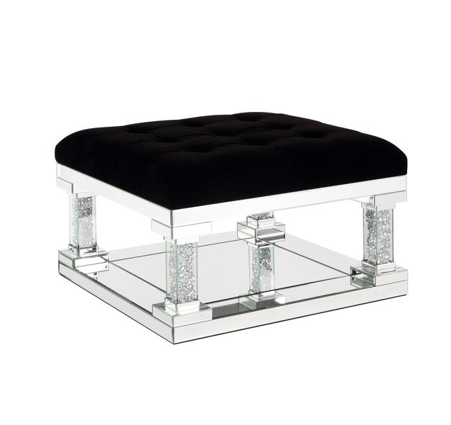 Acme - Noralie Ottoman AC00537 Mirrored & Faux Diamonds