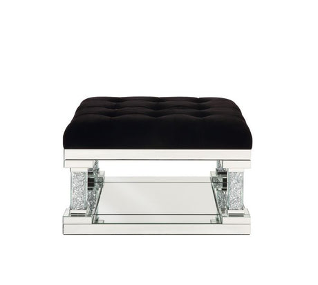 Acme - Noralie Ottoman AC00537 Mirrored & Faux Diamonds