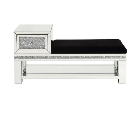 Acme - Noralie Bench W/Storage AC00538 Mirrored & Faux Diamonds