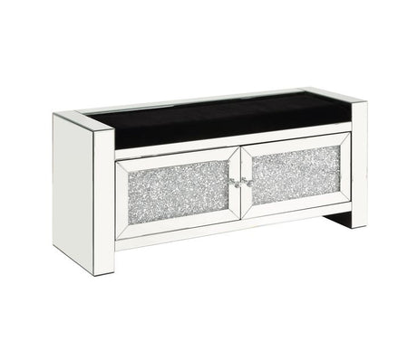 Acme - Noralie Bench W/Storage AC00540 Mirrored & Faux Diamonds