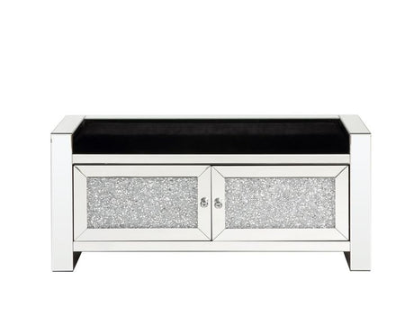 Acme - Noralie Bench W/Storage AC00540 Mirrored & Faux Diamonds