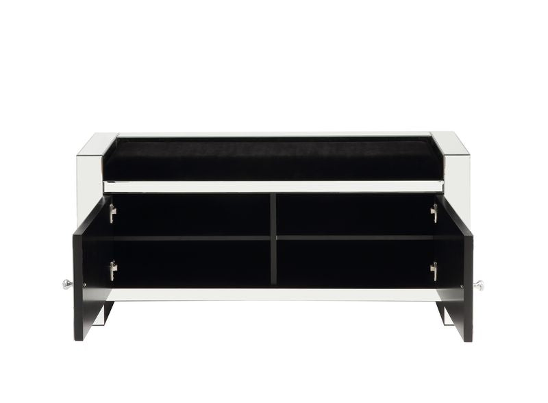 Acme - Noralie Bench W/Storage AC00540 Mirrored & Faux Diamonds