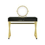 Acme - Coleen Vanity Desk W/Mirror & Jewelry Tray AC00669 Black & Gold Finish