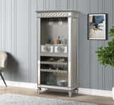 Acme - Varian Wine Cabinet AC00700 Mirrored & Antique Platinum Finish