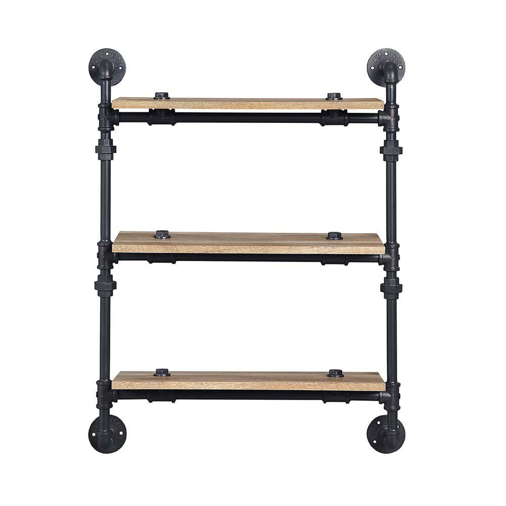 Acme - Brantley Wall Rack W/3 Shelves AC00736 Oak & Sandy Black Finish