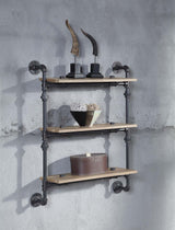 Acme - Brantley Wall Rack W/3 Shelves AC00736 Oak & Sandy Black Finish