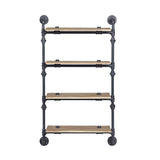 Acme - Brantley Wall Rack W/4 Shelves AC00737 Oak & Sandy Black Finish